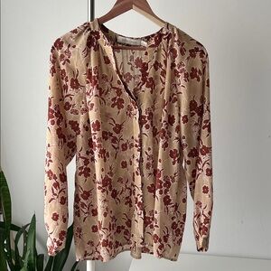 bishop + young Red and Cream Floral Blouse